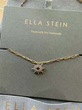 Gold Sunburst Diamond Necklace - Gold